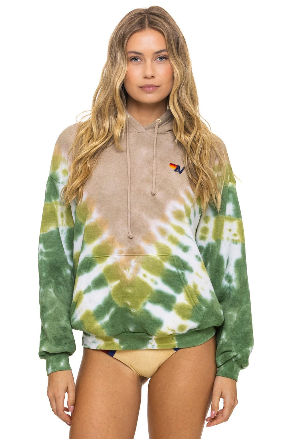 HAND DYED V RELAXED PULLOVER HOODIE - TIE DYE SAND JUNGLE