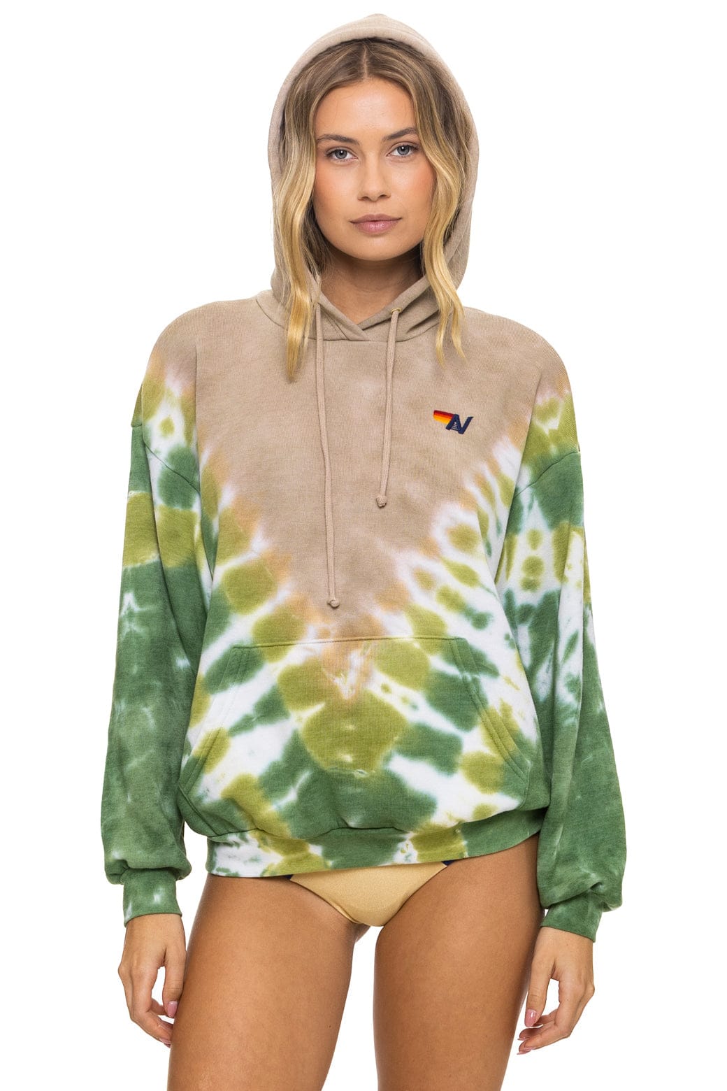 HAND DYED V RELAXED PULLOVER HOODIE - TIE DYE SAND JUNGLE