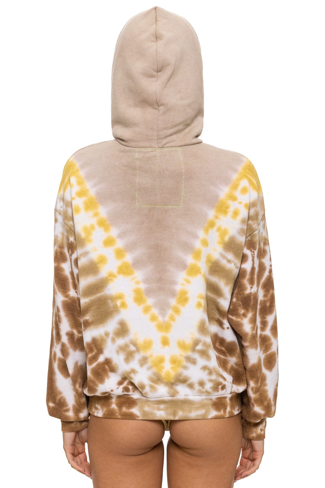HAND DYED V RELAXED PULLOVER HOODIE - TIE DYE SAND CINNAMON