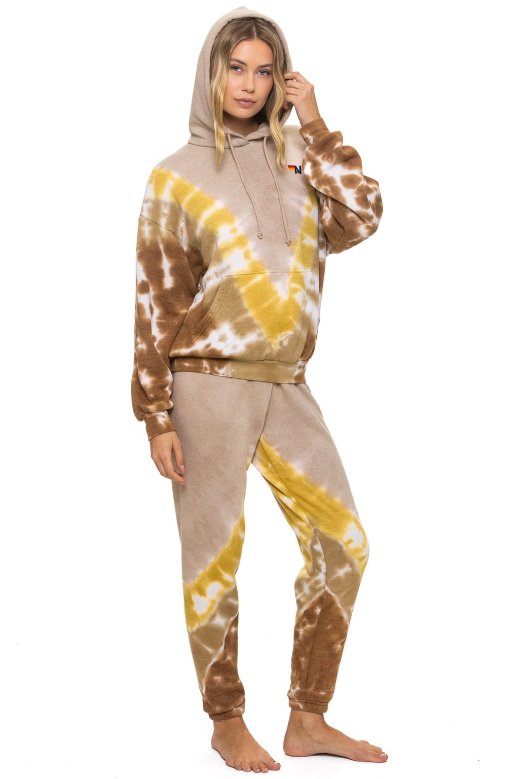 HAND DYED V SWEATPANTS - TIE DYE SAND CINNAMON