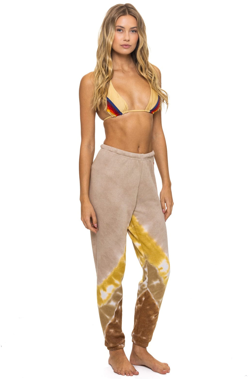 HAND DYED V SWEATPANTS - TIE DYE SAND CINNAMON