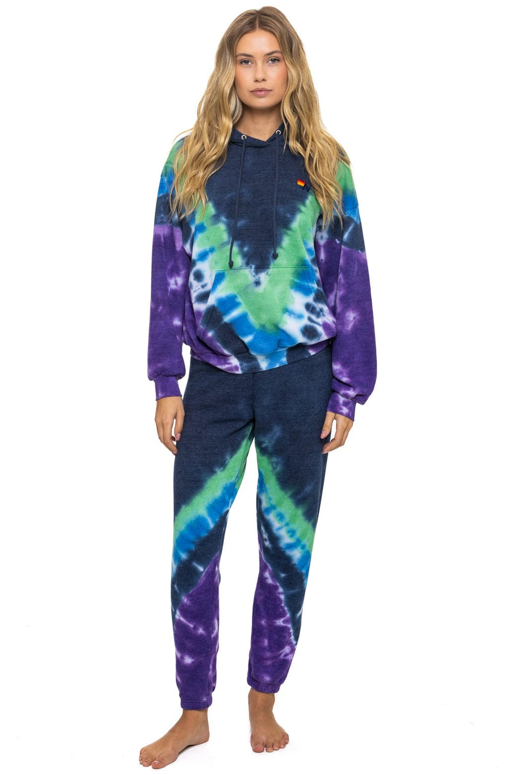 HAND DYED V SWEATPANTS - TIE DYE MIDNIGHT PURPLE