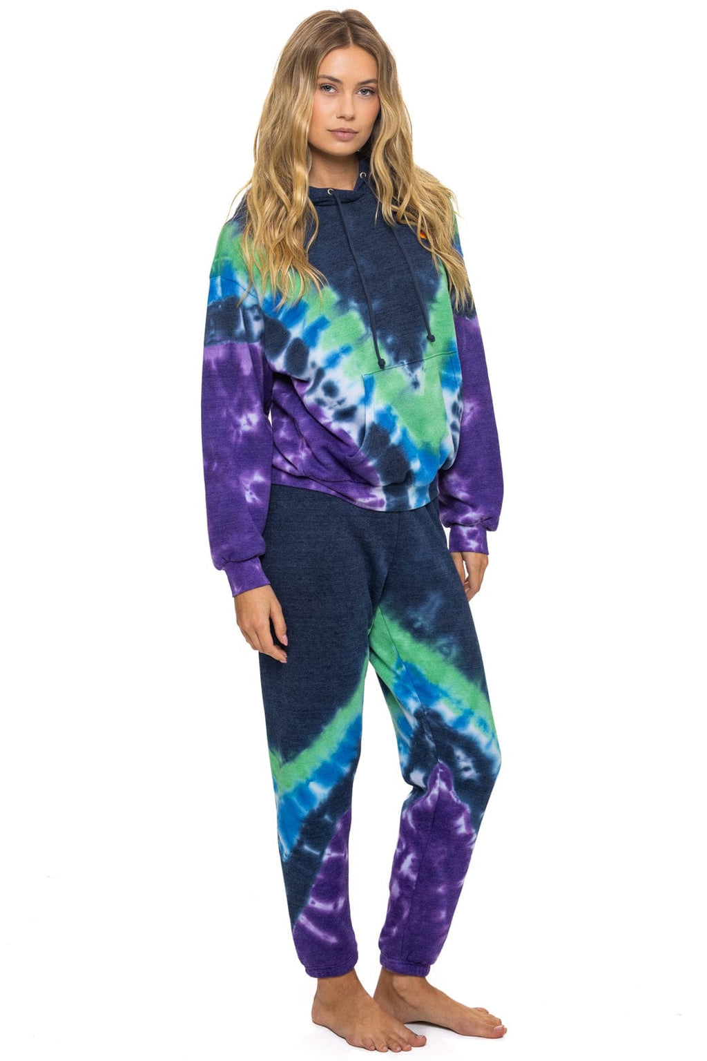 HAND DYED V SWEATPANTS - TIE DYE MIDNIGHT PURPLE