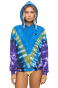 HAND DYED V RELAXED PULLOVER HOODIE - TIE DYE OCEAN PURPLE