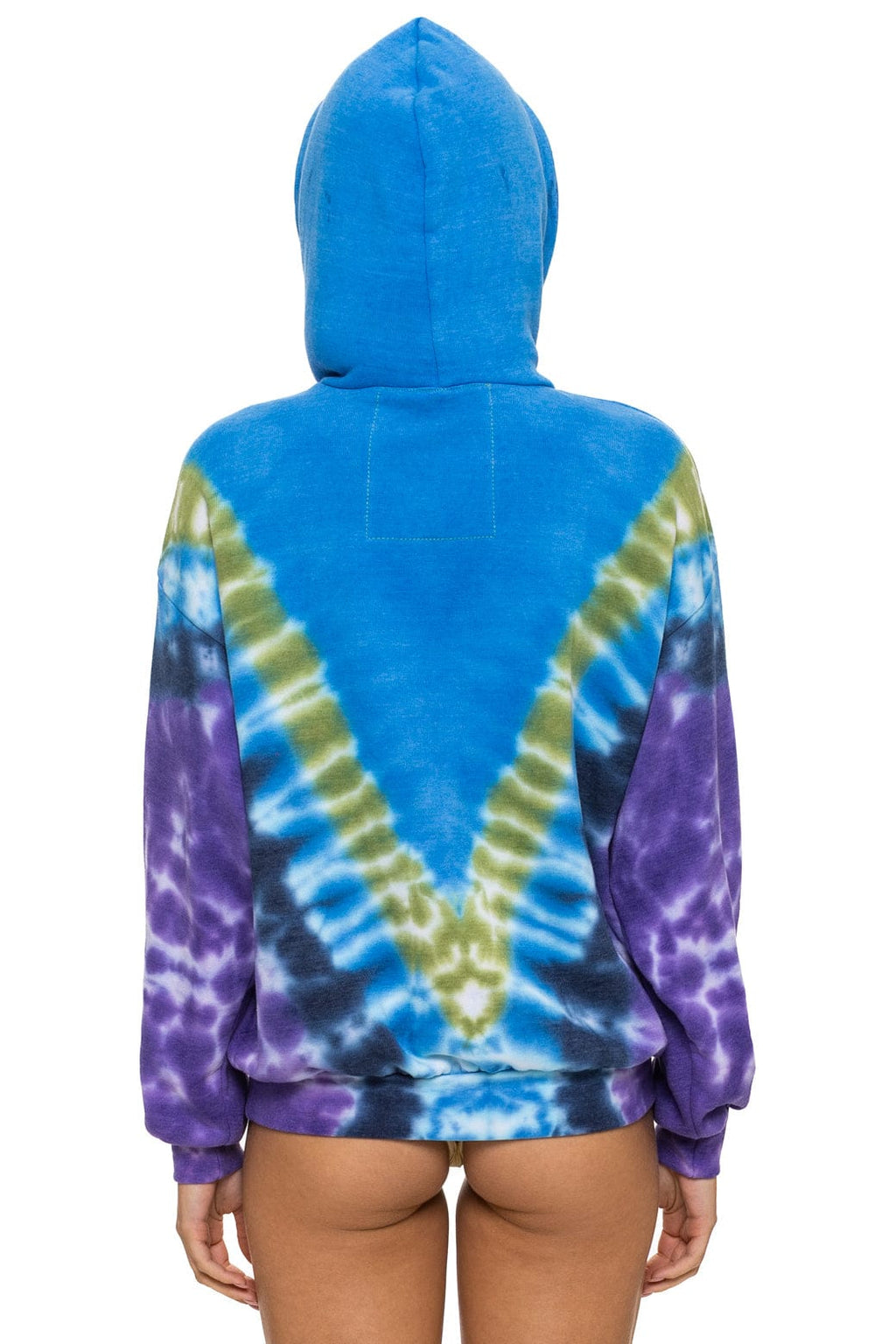 HAND DYED V RELAXED PULLOVER HOODIE - TIE DYE OCEAN PURPLE