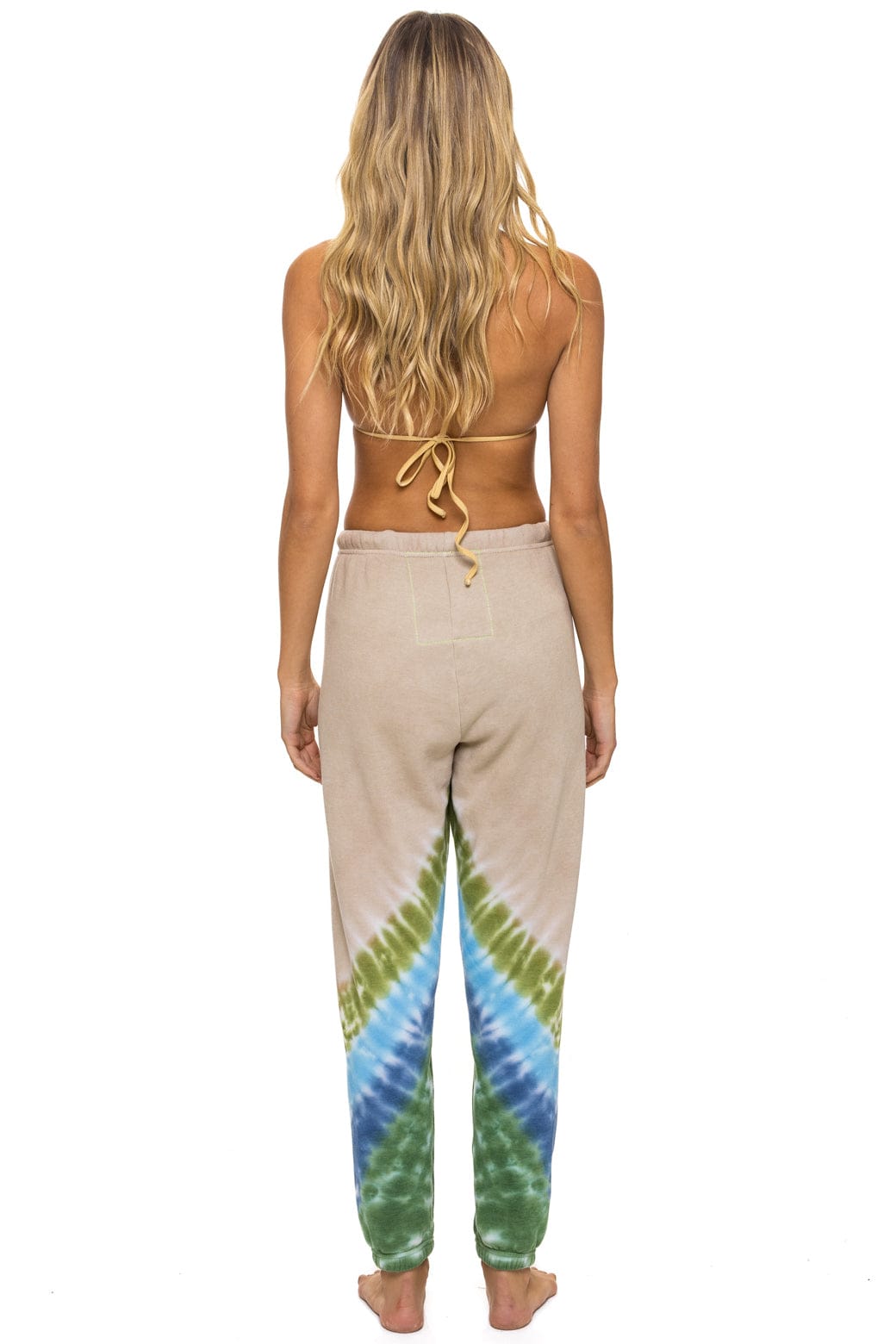 HAND DYED V SWEATPANTS - TIE DYE SAND BLUE GREEN