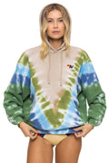 HAND DYED V RELAXED PULLOVER HOODIE - TIE DYE SAND BLUE GREEN