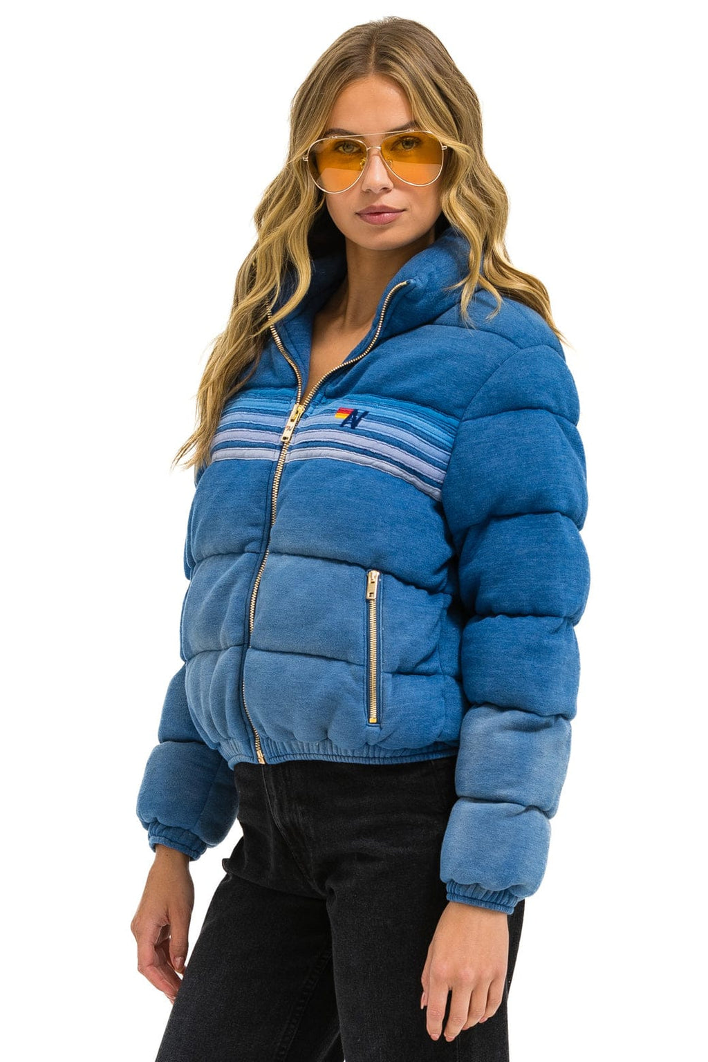 5 STRIPE FADED APRES JACKET - FADED WATER