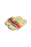 AVIATOR NATION LOGO RAINBOW 4 STRIPE SLIDES - VINTAGE WHITE