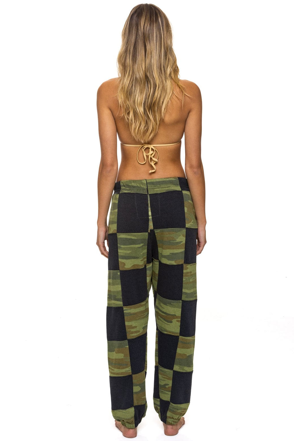 CHECK QUILTED SWEATPANTS - SMOKE CAMO