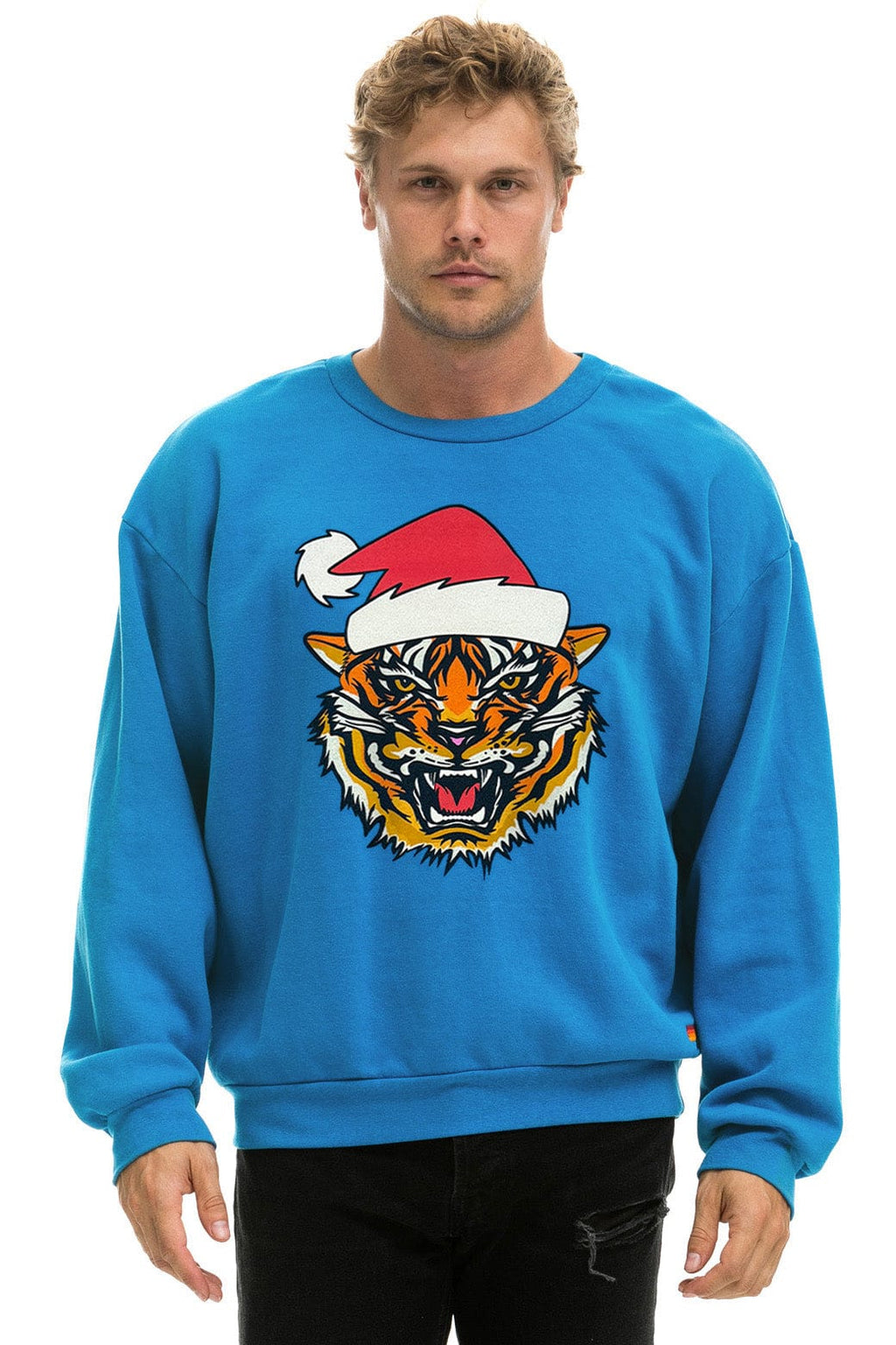 RELAXED SANTA TIGER SWEATSHIRT - COBALT