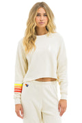 BOLT RUGBY STITCH CROPPED CREW SWEATSHIRT - VINTAGE WHITE WHITE NEON