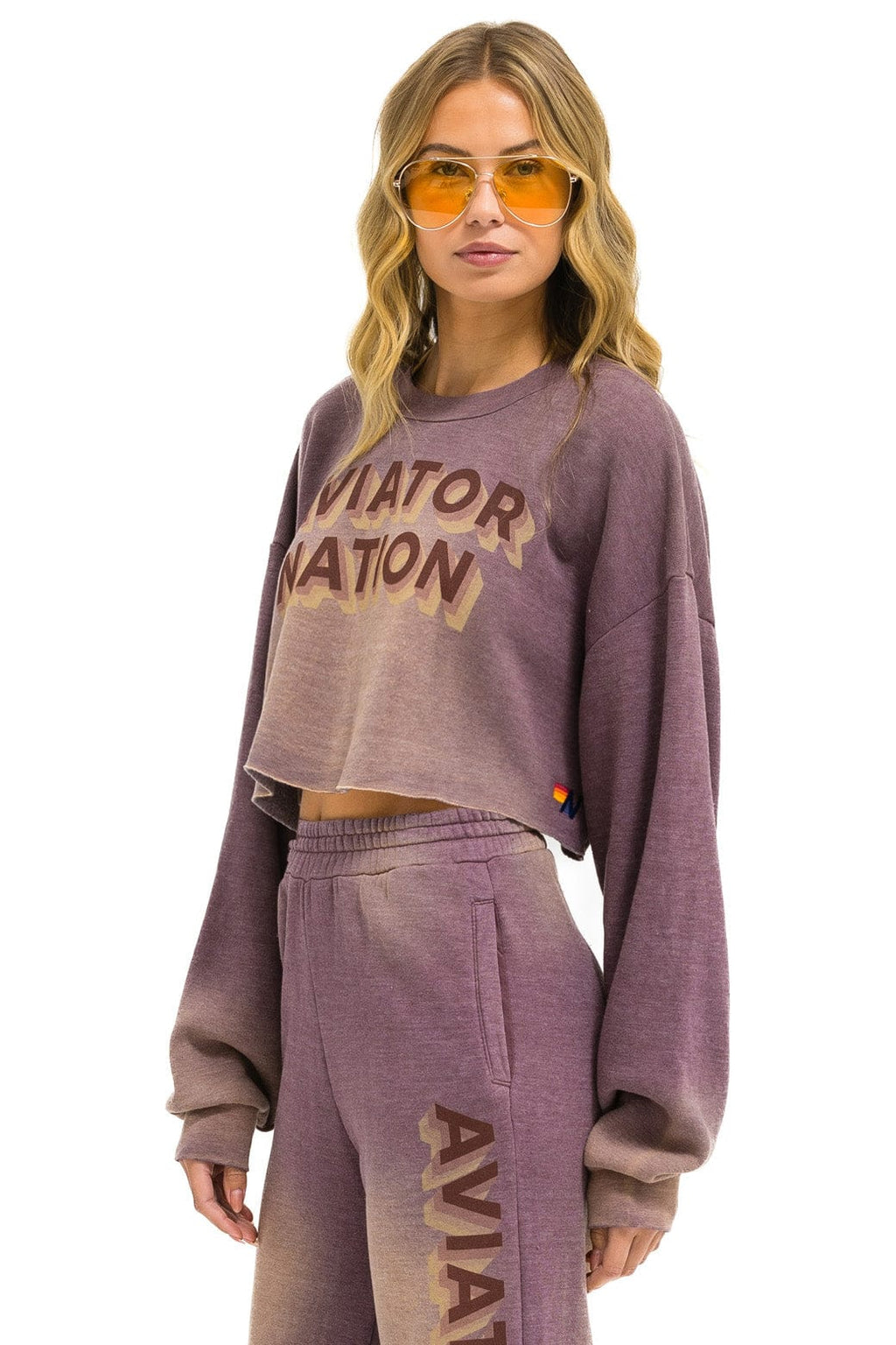 AN 3D CROPPED CREW SWEATSHIRT RELAXED - FADED MOCHA