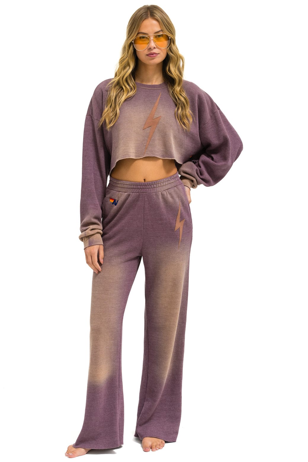 BOLT STITCH CROPPED CREW SWEATSHIRT RELAXED - FADED MOCHA