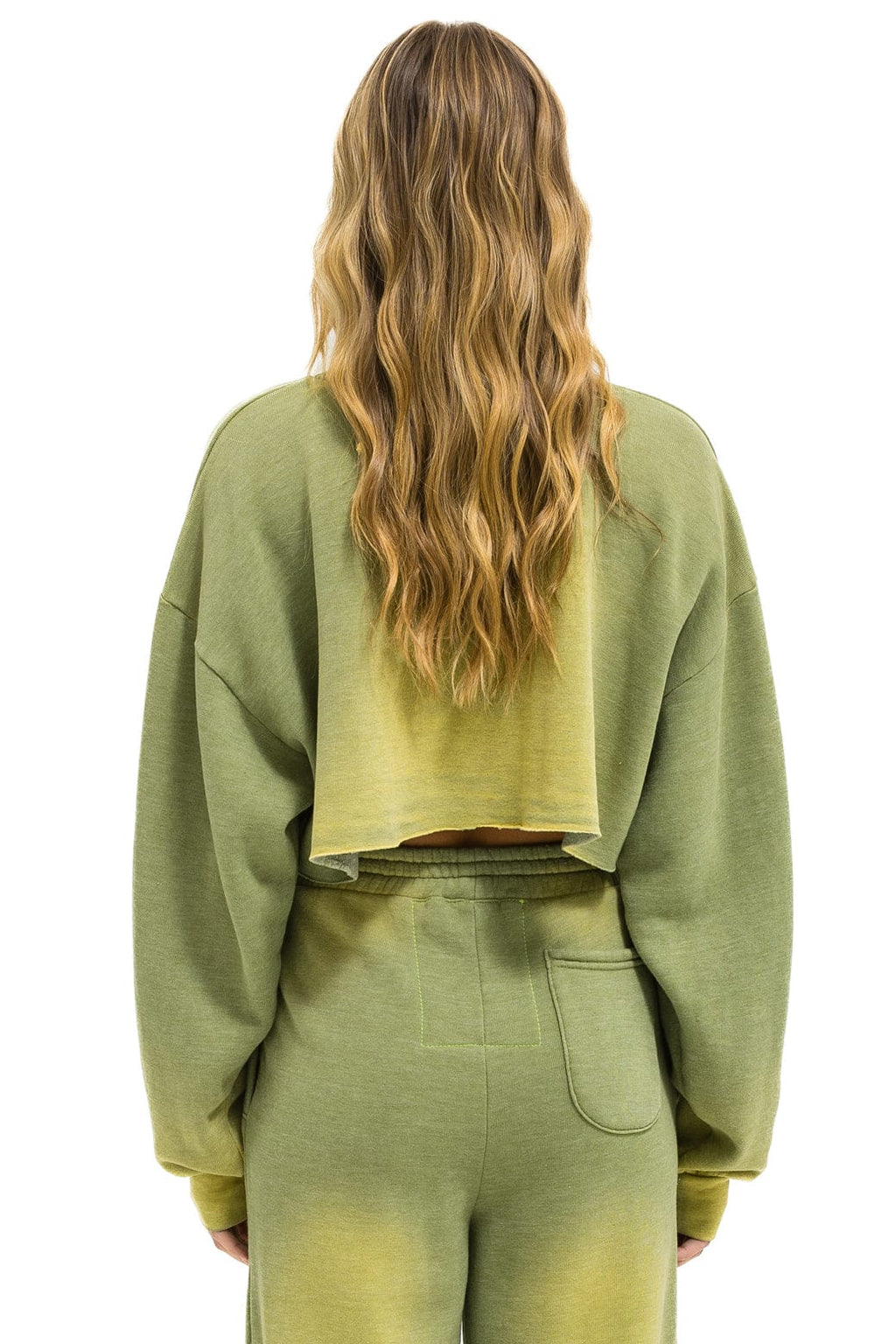 ESSENTIAL CROPPED CREW SWEATSHIRT RELAXED - FADED ARMY