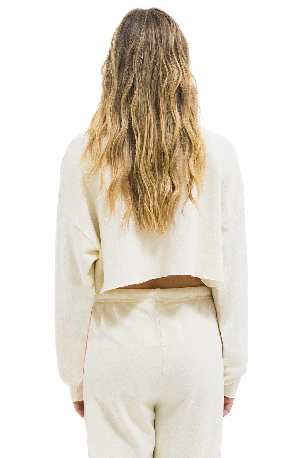 LOCALS ONLY CROPPED CREW SWEATSHIRT RELAXED - VINTAGE WHITE