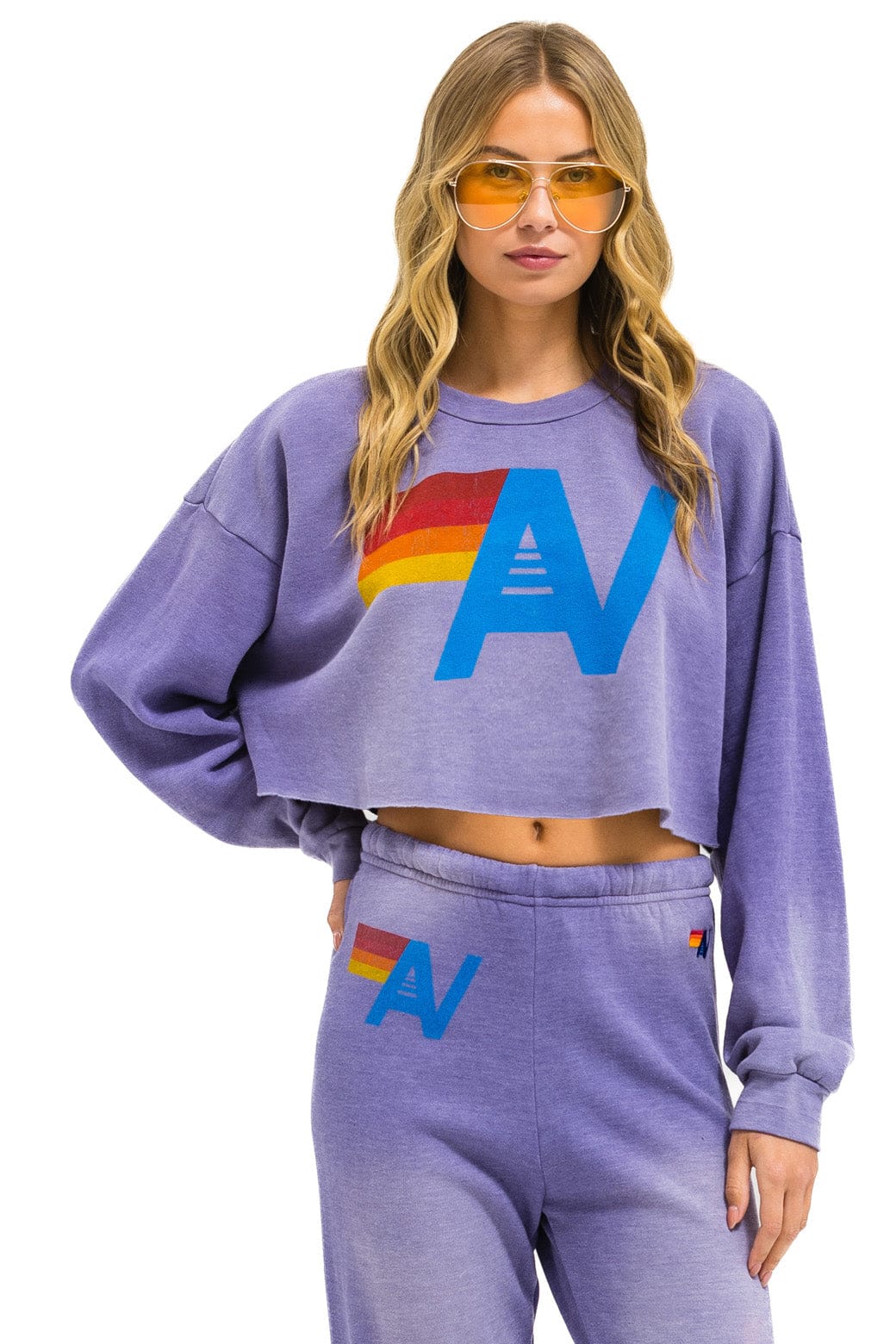 VINTAGE LOGO CROPPED CREW SWEATSHIRT RELAXED - FADED GRAPE