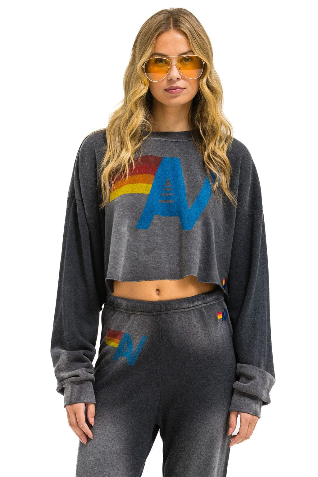 VINTAGE LOGO CROPPED CREW SWEATSHIRT RELAXED - FADED SMOKE