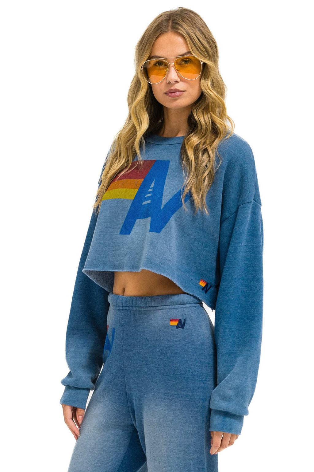 VINTAGE LOGO CROPPED CREW SWEATSHIRT RELAXED - FADED WATER