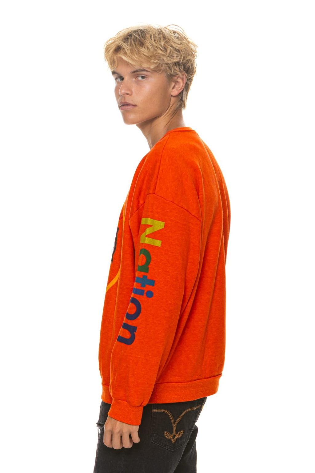 AVIATOR NATION RELAXED VENICE CREW SWEATSHIRT - ORANGE