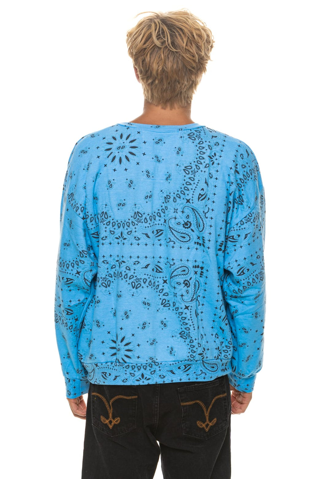 BANDANA RELAXED CREW SWEATSHIRT - SKY