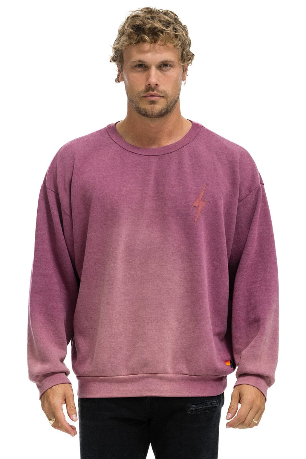 BOLT STITCH 2 RELAXED CREW SWEATSHIRT - FADED BERRY