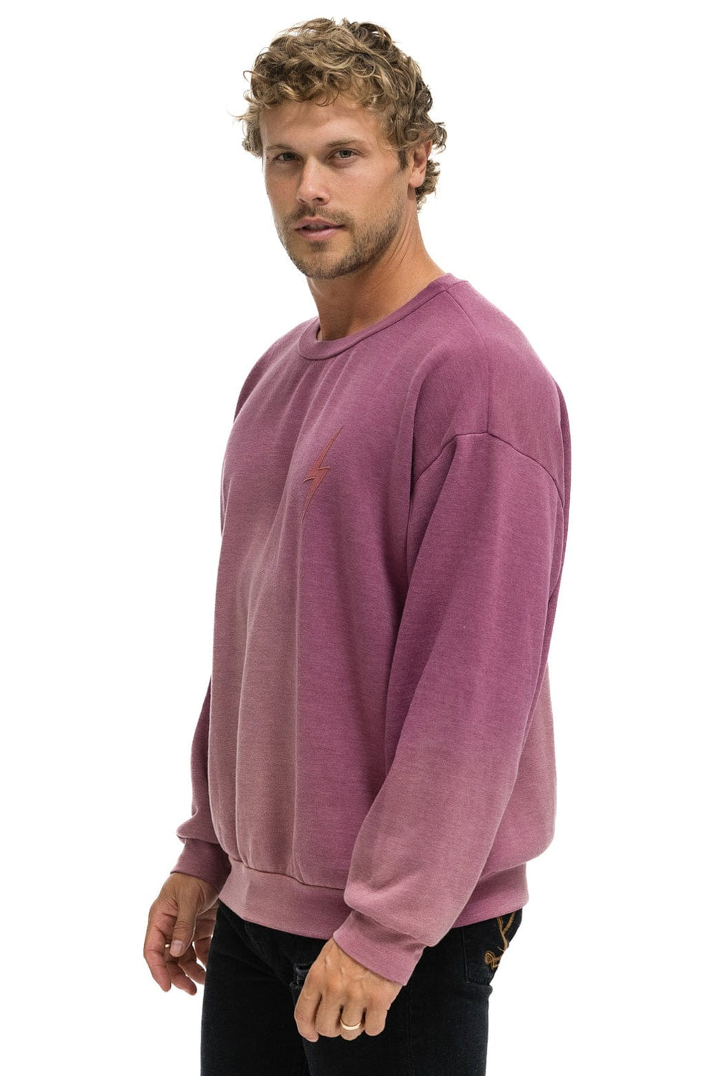 BOLT STITCH 2 RELAXED CREW SWEATSHIRT - FADED BERRY