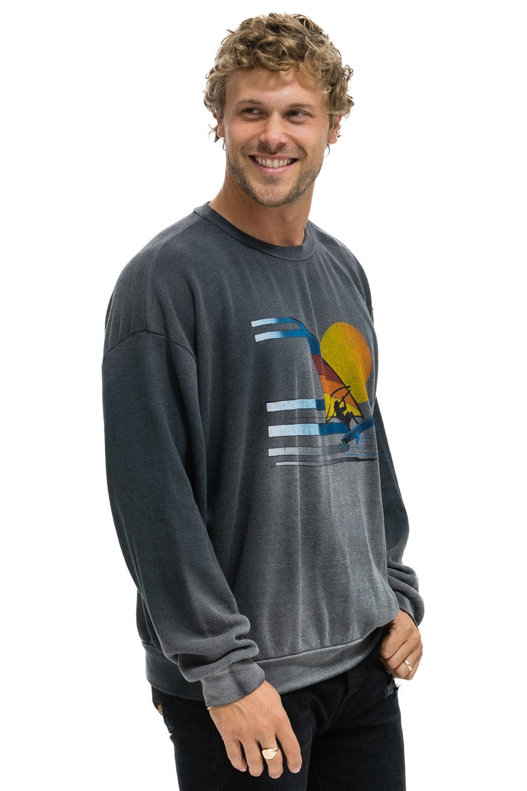 WINDSURF JUMP RELAXED CREW SWEATSHIRT - FADED SMOKE