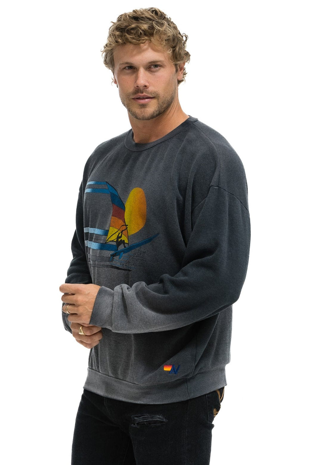 WINDSURF JUMP RELAXED CREW SWEATSHIRT - FADED SMOKE