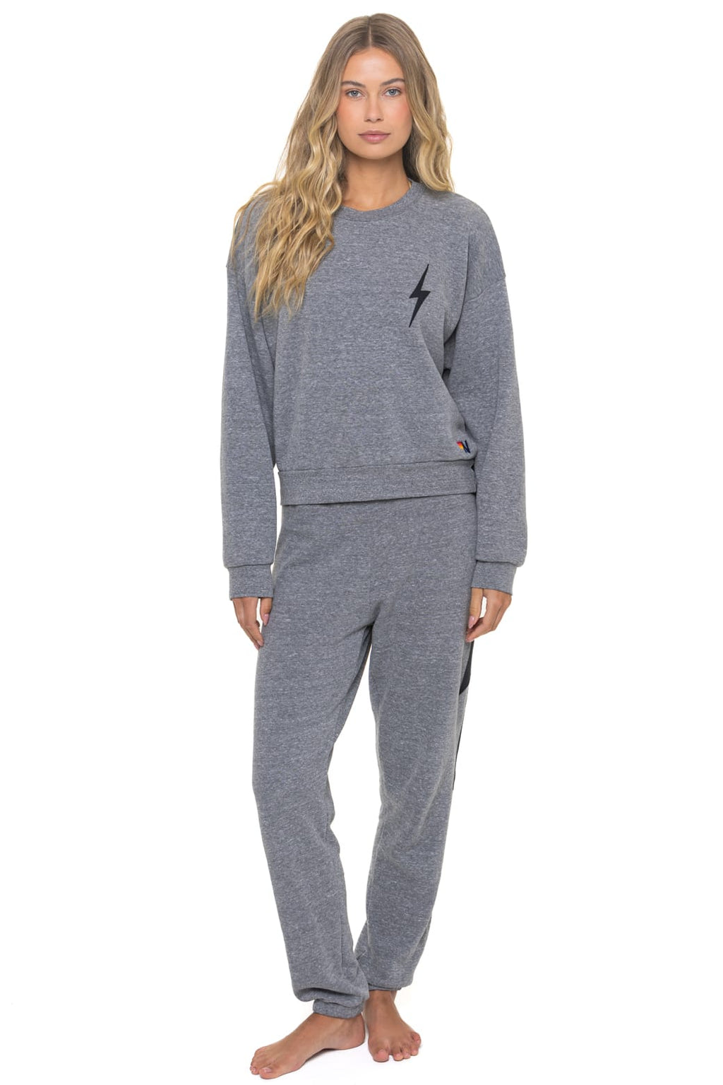 BOLT STITCH RELAXED CREW SWEATSHIRT - HEATHER GREY