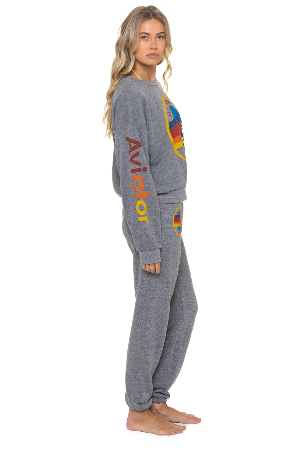 AVIATOR NATION RELAXED VENICE CREW SWEATSHIRT - HEATHER GREY