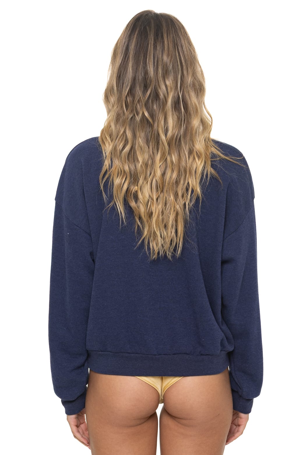 BOLT STITCH RELAXED CREW SWEATSHIRT - NAVY WHITE