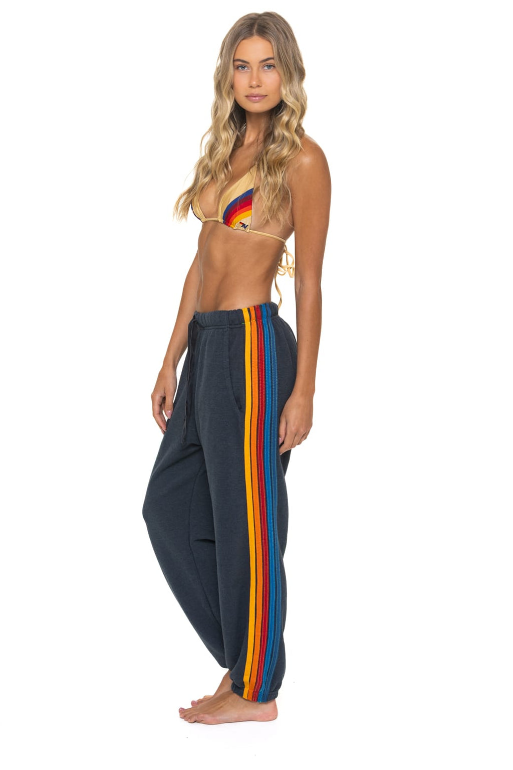 5 STRIPE SWEATPANTS - CHARCOAL