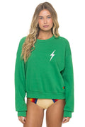 BOLT STITCH RELAXED CREW SWEATSHIRT - KELLY GREEN WHITE