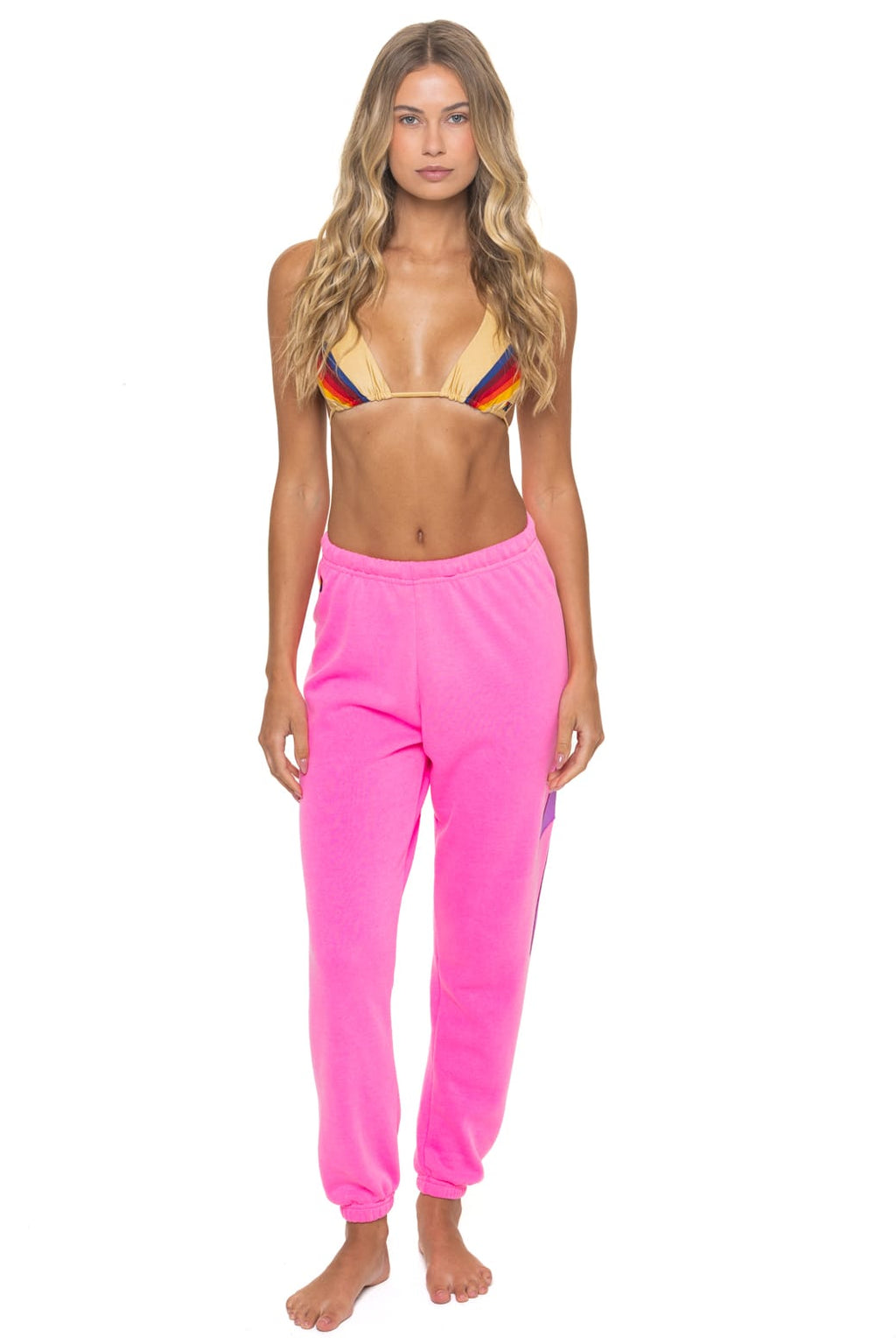 BOLT STITCH SWEATPANTS - NEON PINK NEON PURPLE