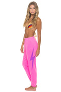 BOLT STITCH SWEATPANTS - NEON PINK NEON PURPLE