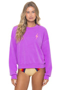 BOLT STITCH RELAXED CREW SWEATSHIRT - NEON PURPLE NEON PINK