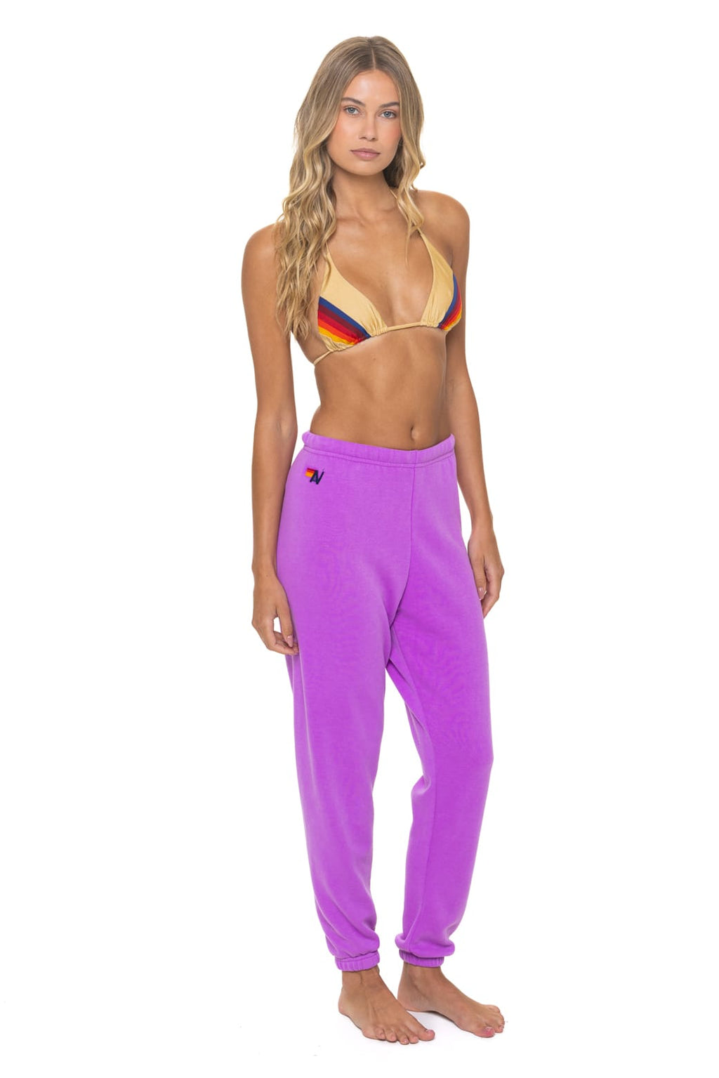 BOLT STITCH SWEATPANTS - NEON PURPLE NEON PINK