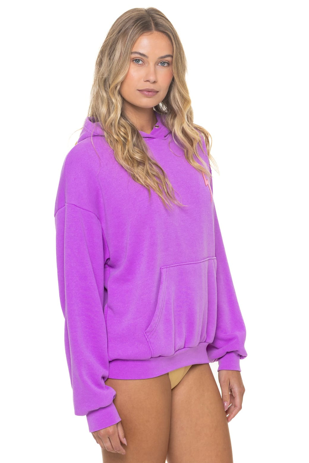 BOLT STITCH RELAXED PULLOVER HOODIE - NEON PURPLE NEON PINK