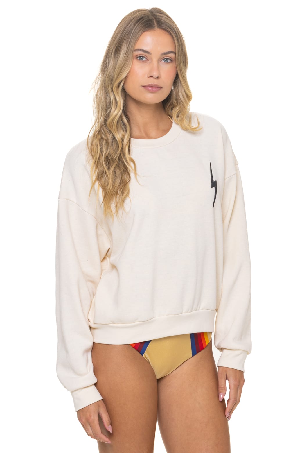 BOLT STITCH RELAXED CREW SWEATSHIRT - VINTAGE WHITE
