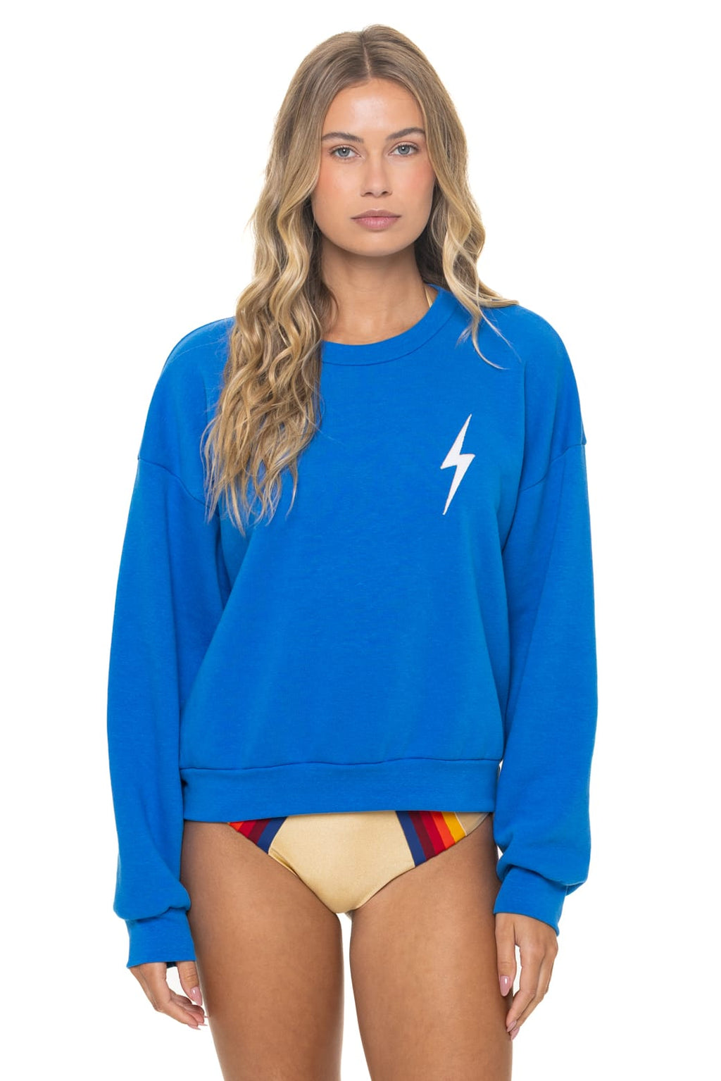 BOLT STITCH RELAXED CREW SWEATSHIRT - OCEAN WHITE