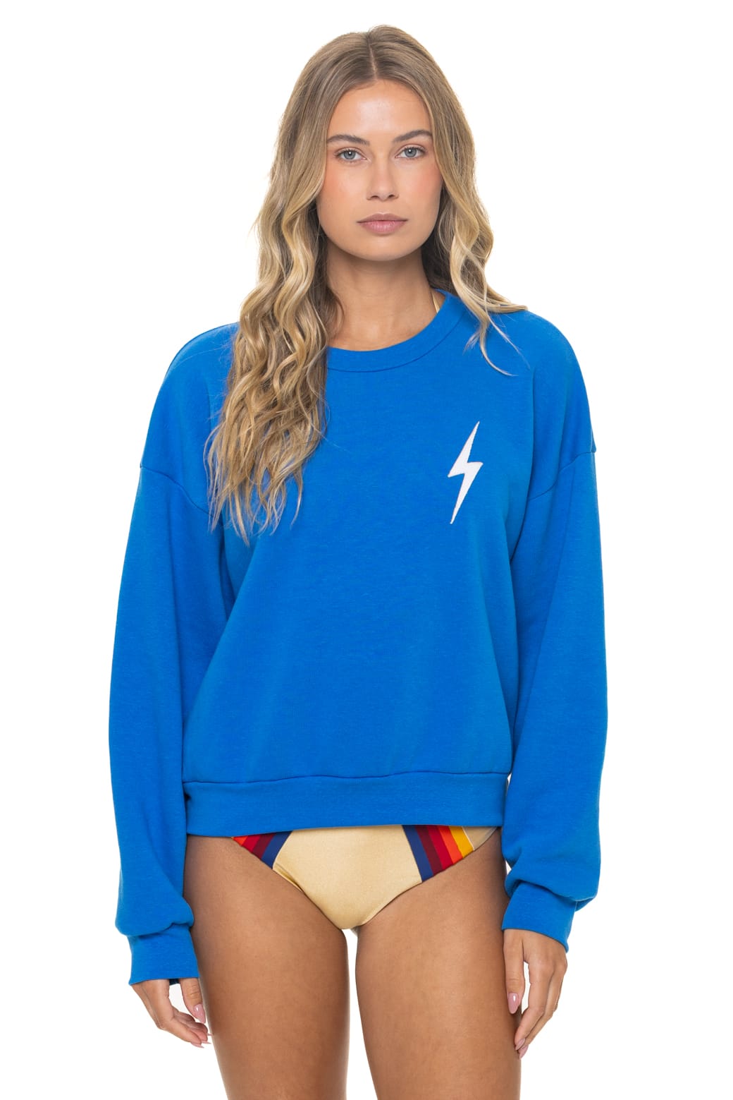 BOLT STITCH RELAXED CREW SWEATSHIRT - OCEAN WHITE