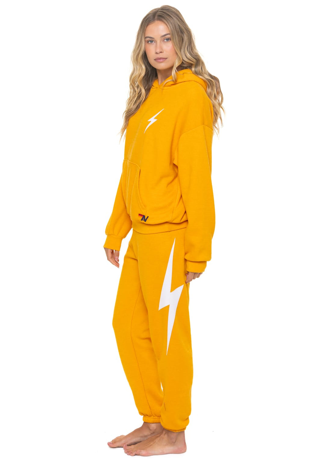 BOLT STITCH RELAXED PULLOVER HOODIE - VINTAGE GOLD WHITE