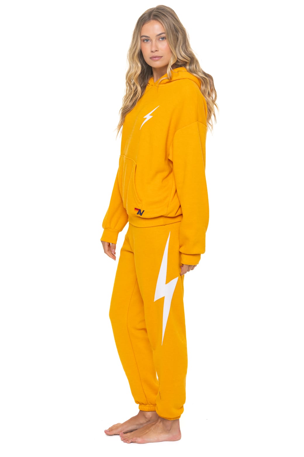 BOLT STITCH RELAXED PULLOVER HOODIE - VINTAGE GOLD WHITE