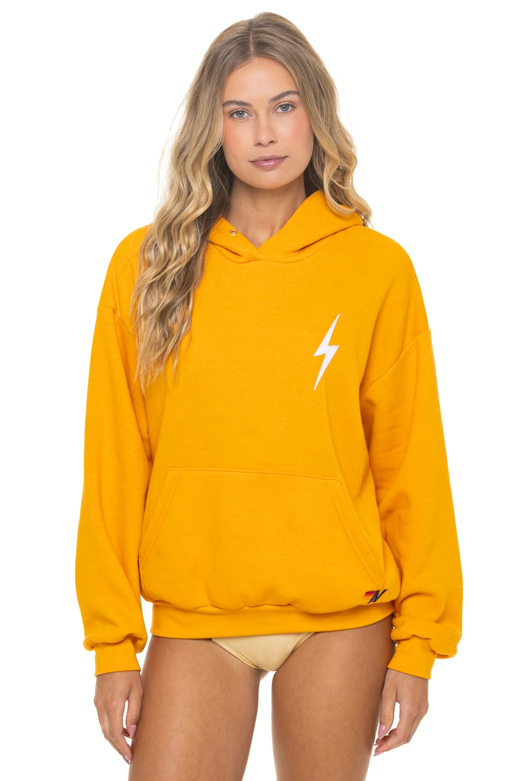 BOLT STITCH RELAXED PULLOVER HOODIE - VINTAGE GOLD WHITE