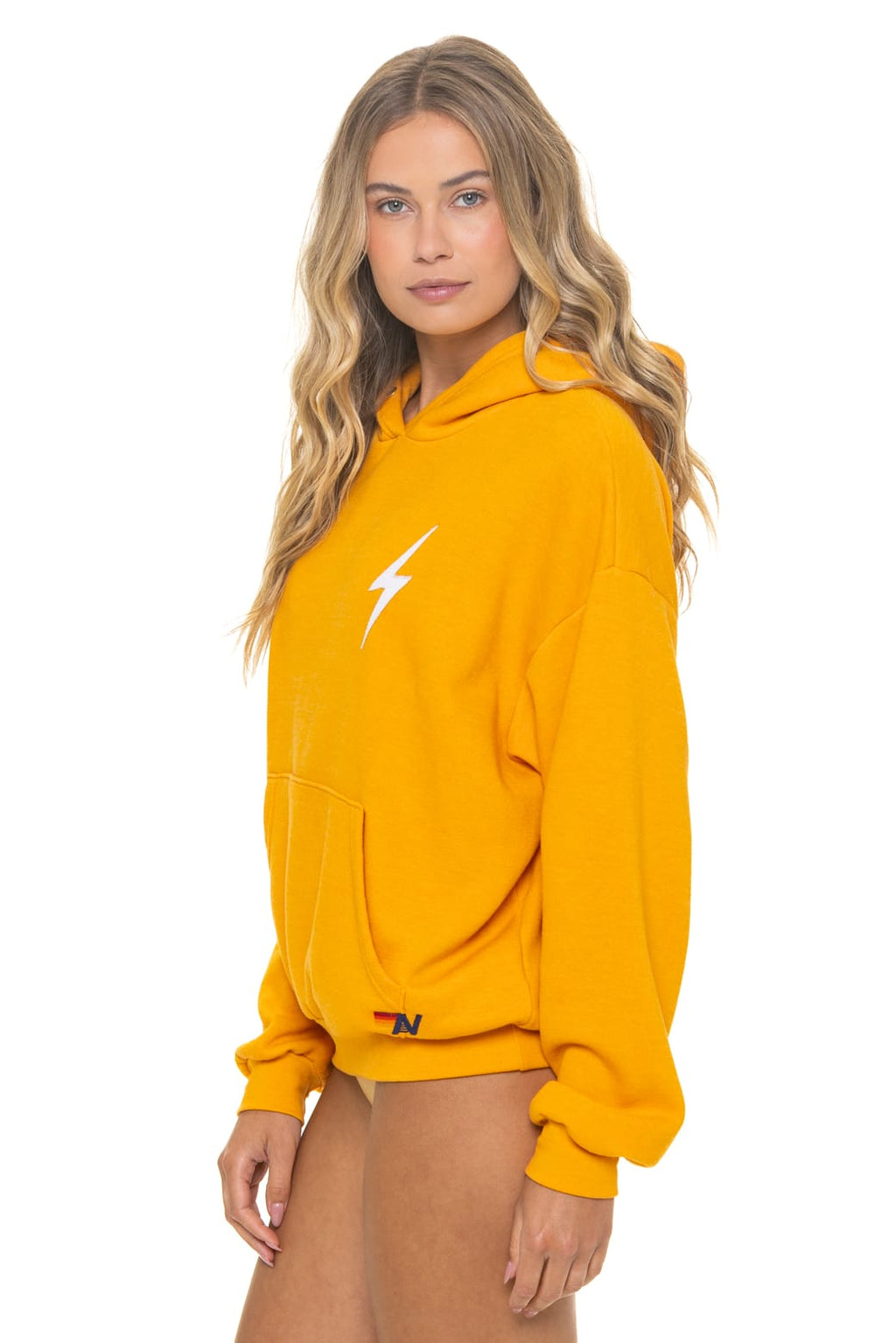 BOLT STITCH RELAXED PULLOVER HOODIE - VINTAGE GOLD WHITE