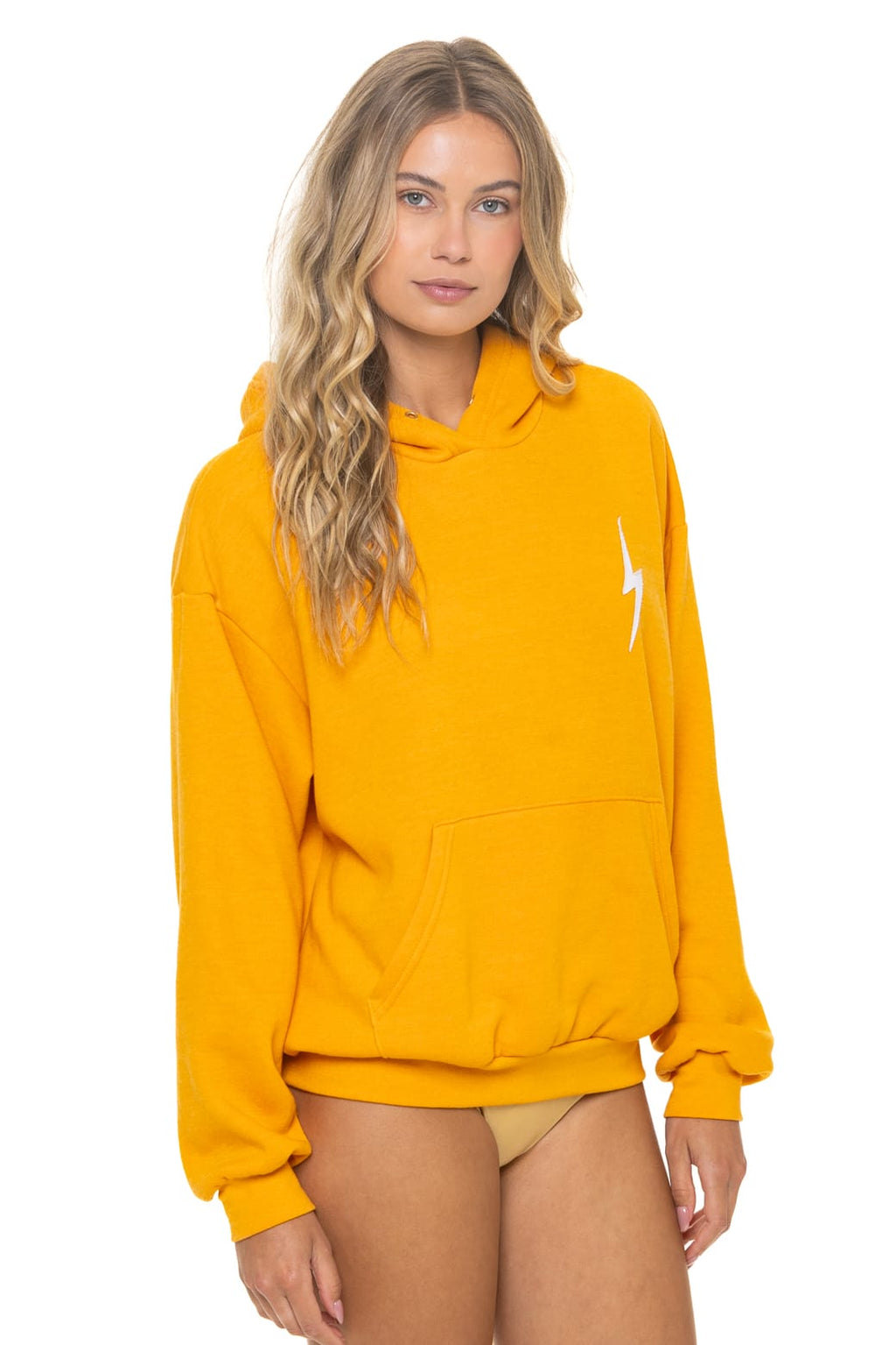 BOLT STITCH RELAXED PULLOVER HOODIE - VINTAGE GOLD WHITE