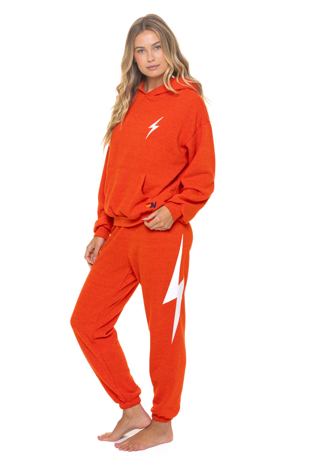 BOLT STITCH RELAXED PULLOVER HOODIE - VINTAGE ORANGE WHITE