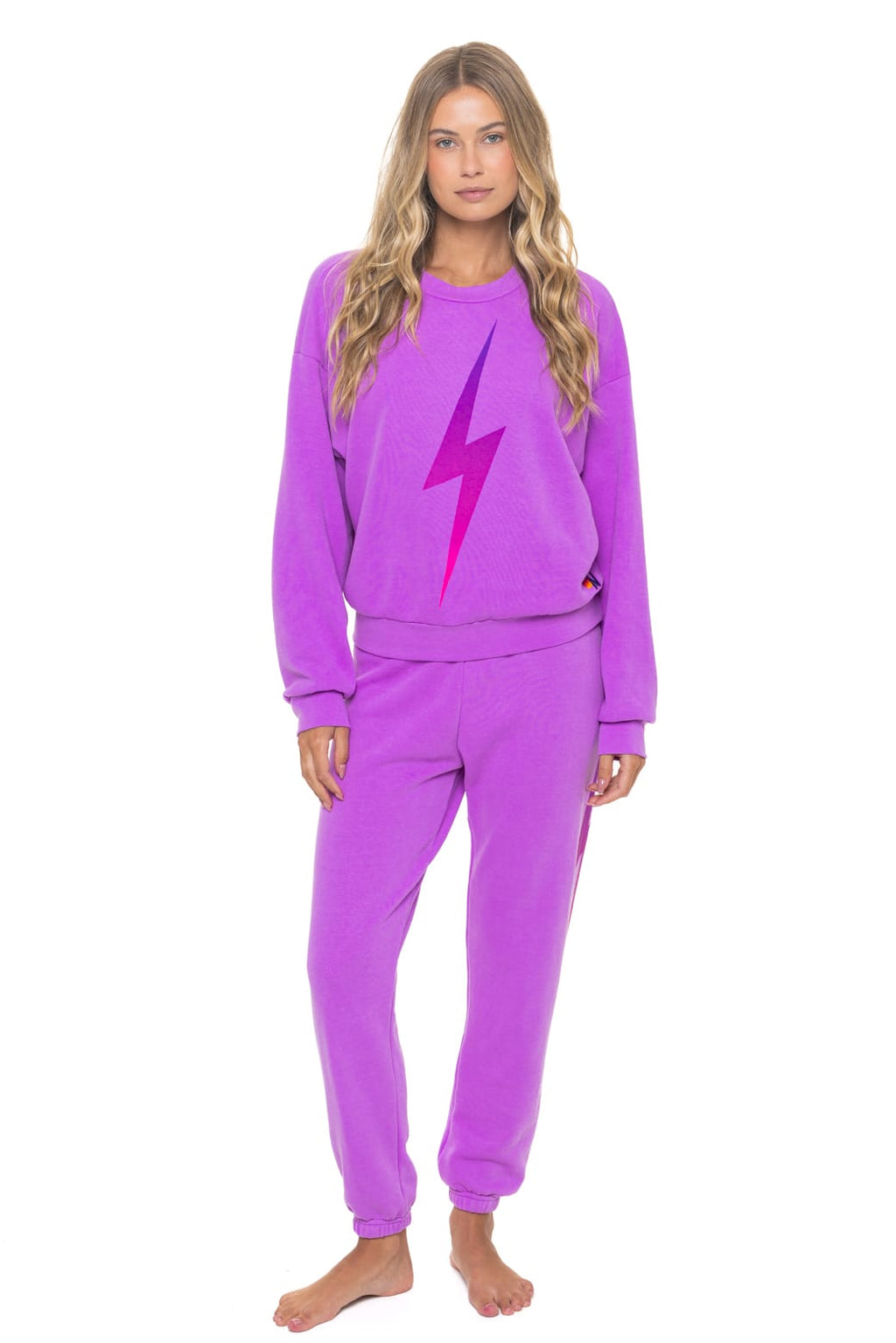 BOLT FADE RELAXED CREW SWEATSHIRT - NEON PURPLE PINK PURPLE