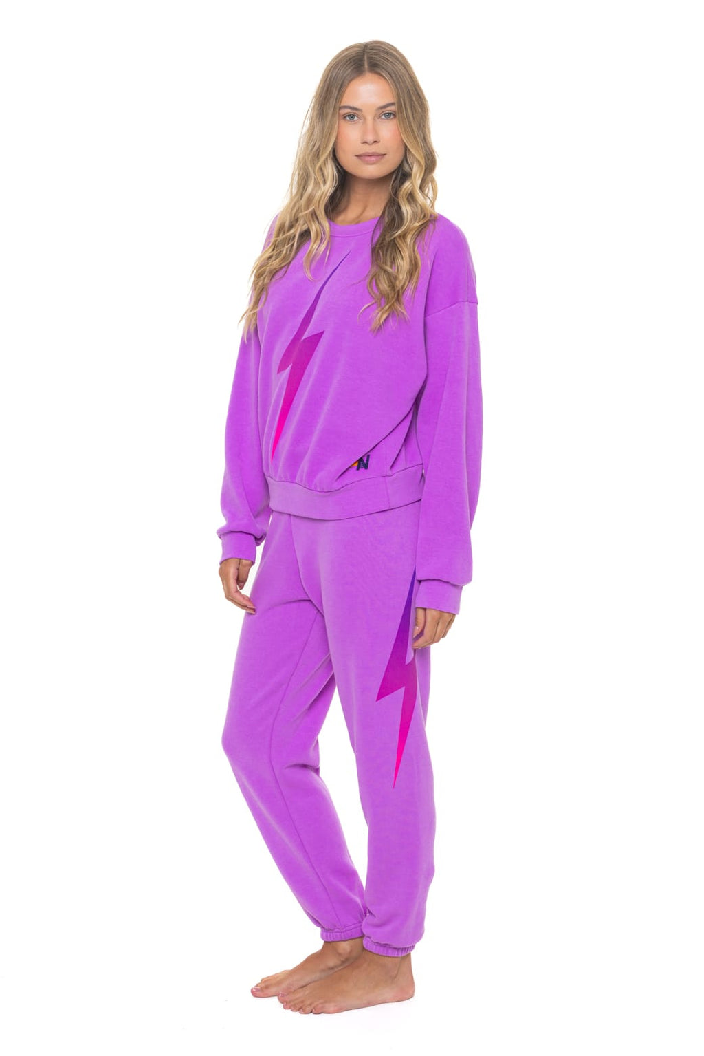BOLT FADE RELAXED CREW SWEATSHIRT - NEON PURPLE PINK PURPLE